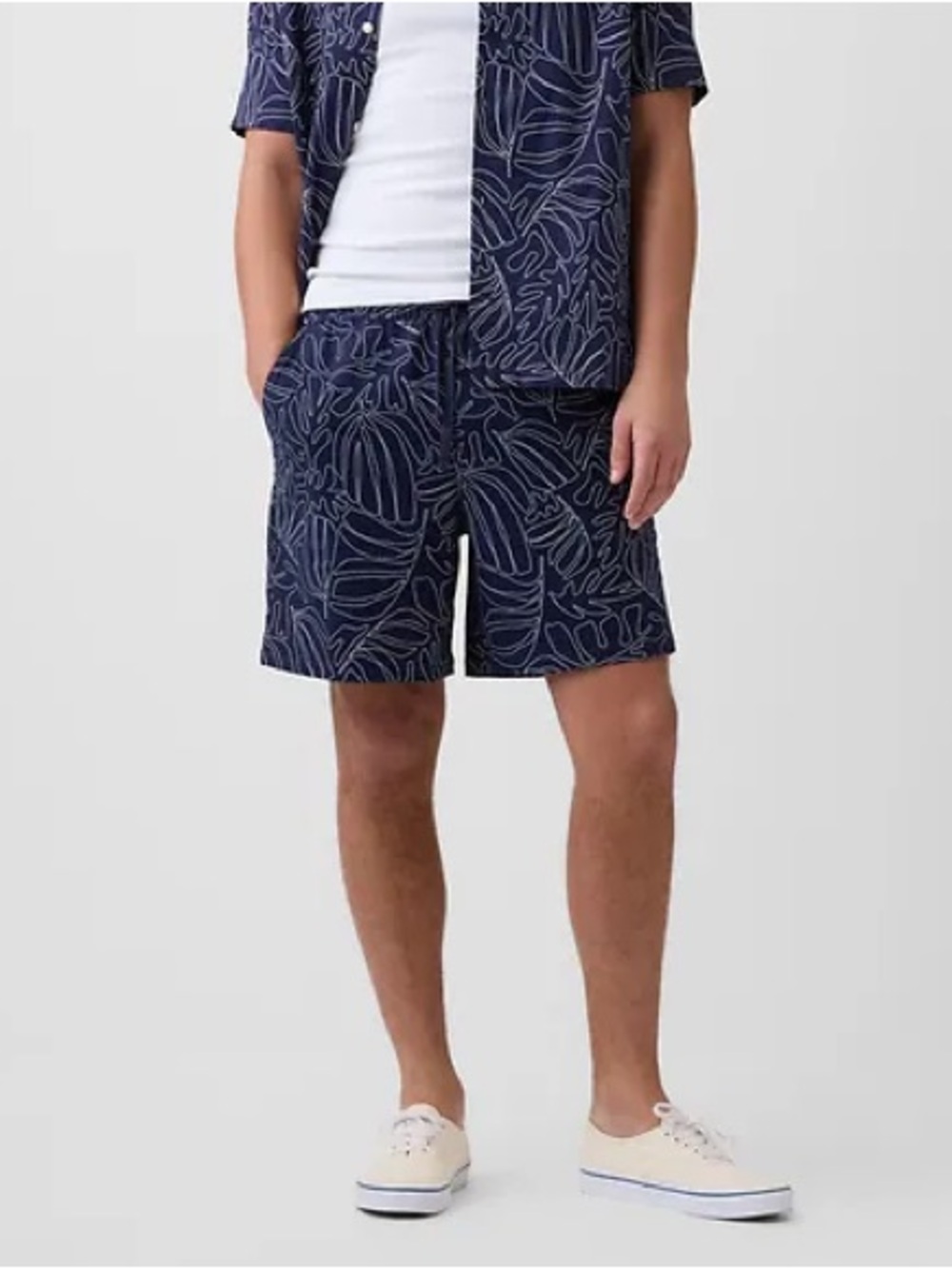 skater board stretch shorts navy white floral bottoms active street swimwear